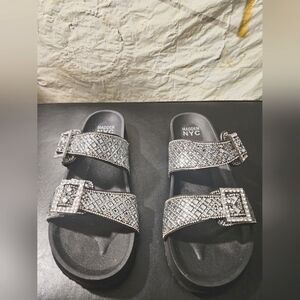Madden NYC Black Sandals with Silver Accents